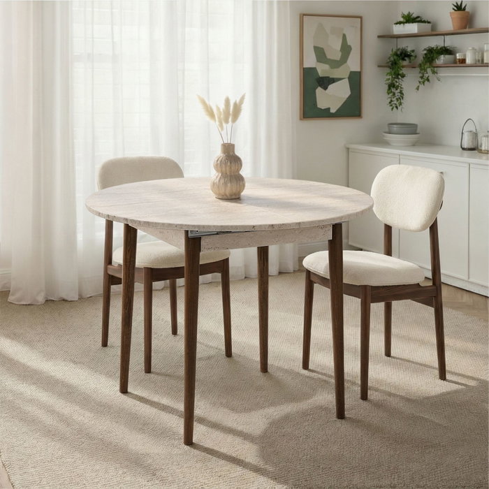 Nordure Mesa de Comedor Extensible Travertino y Nogal